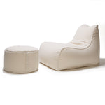 Load image into Gallery viewer, Deluxe Lounger and Round Pouf Beige
