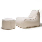 Deluxe Lounger and Round Pouf Beige