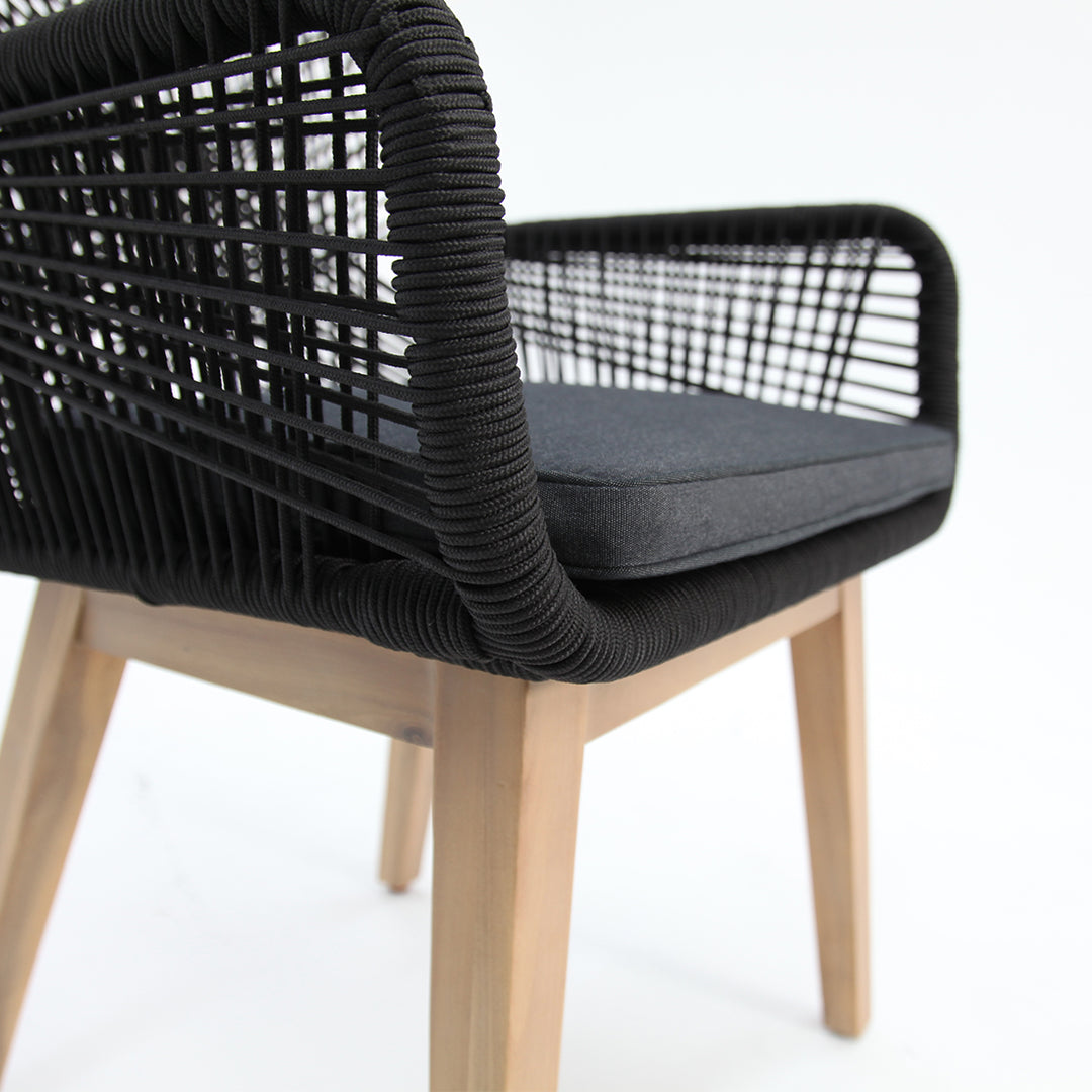 Ravenne Albenga 7pc Dining and Bench Setting - Black