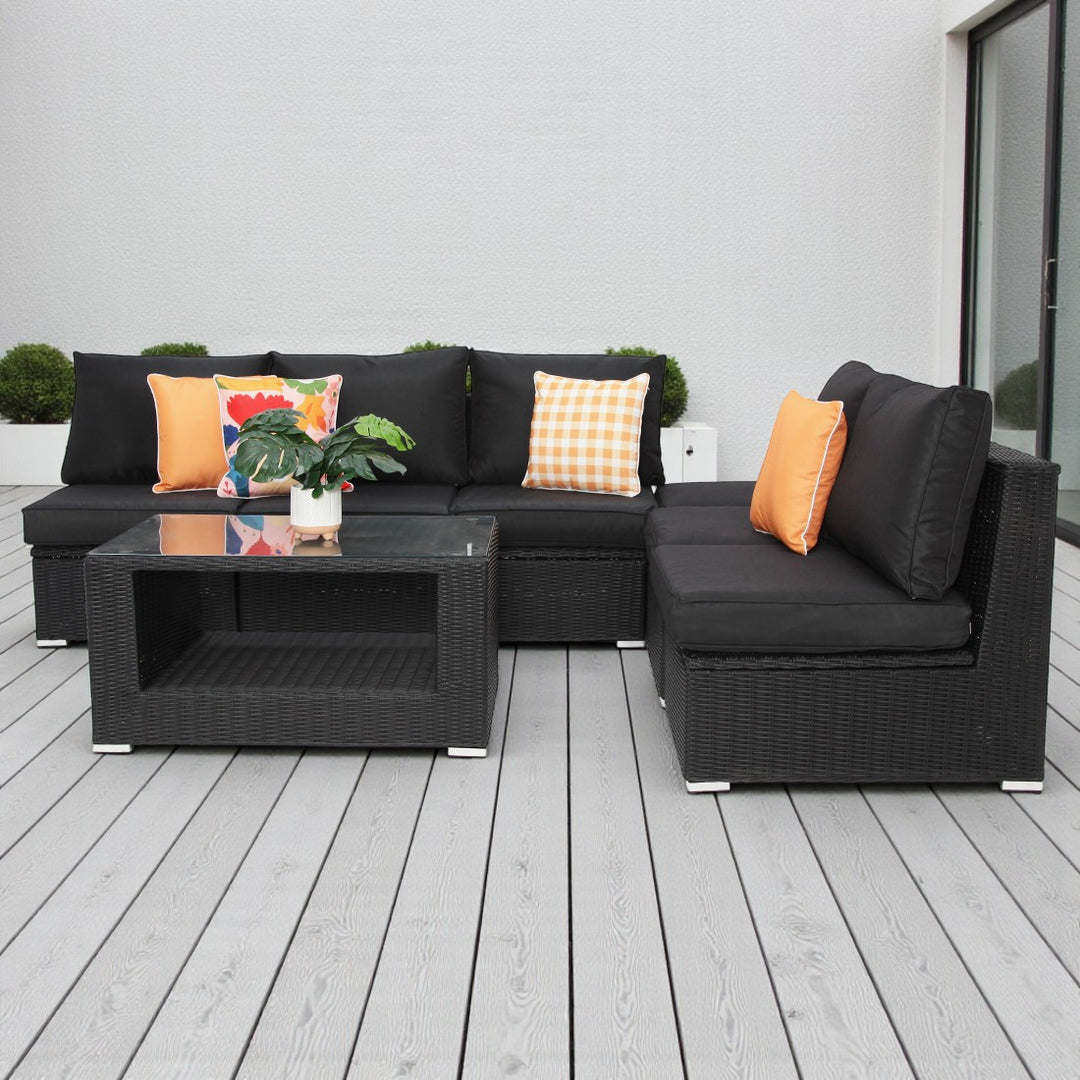 Amani Corner Lounge Setting - Black