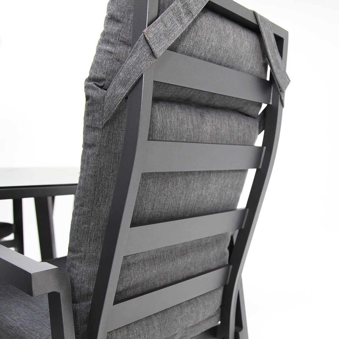 Athens 7pc Reclining Dining Setting - Gunmetal