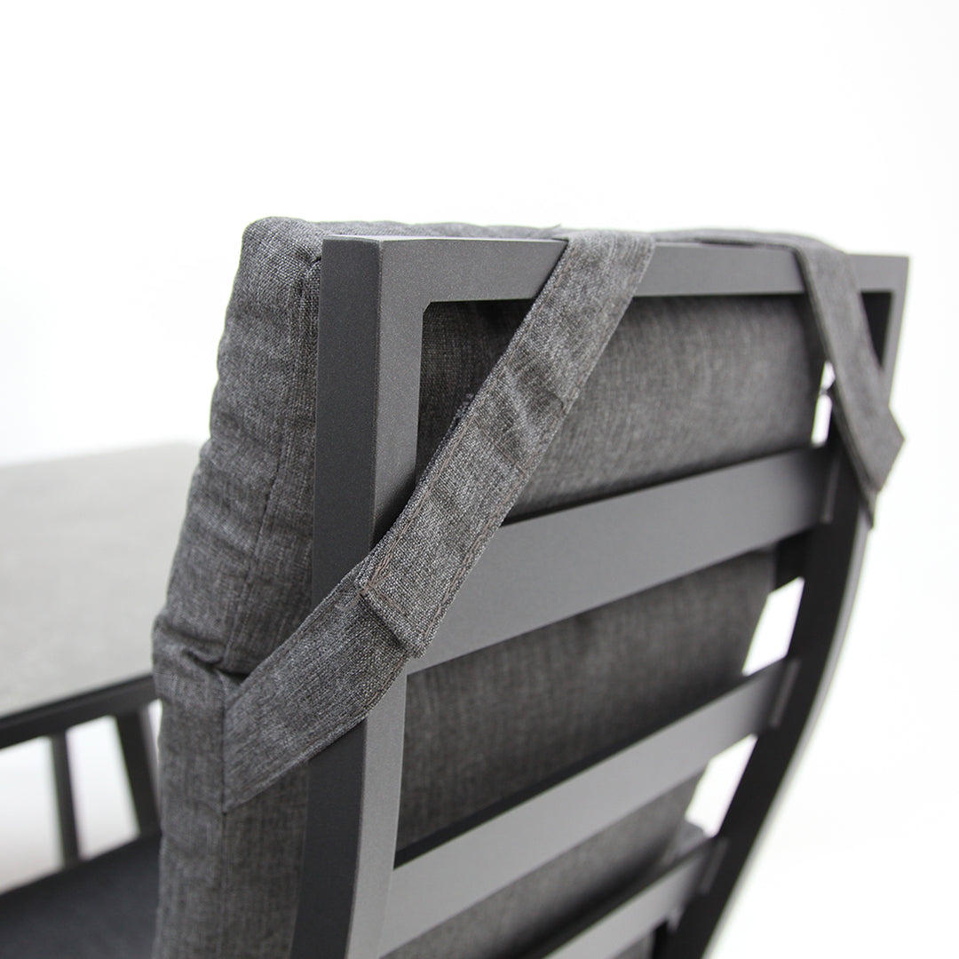 Athens 7pc Reclining Dining Setting - Gunmetal