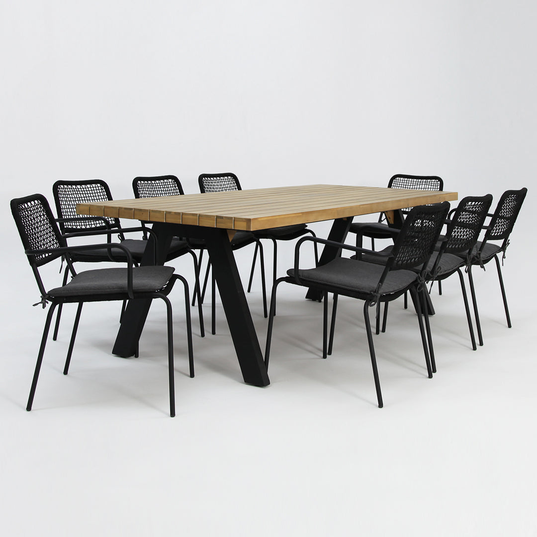 Bosco Bahamas 9pc Dining Setting - Black