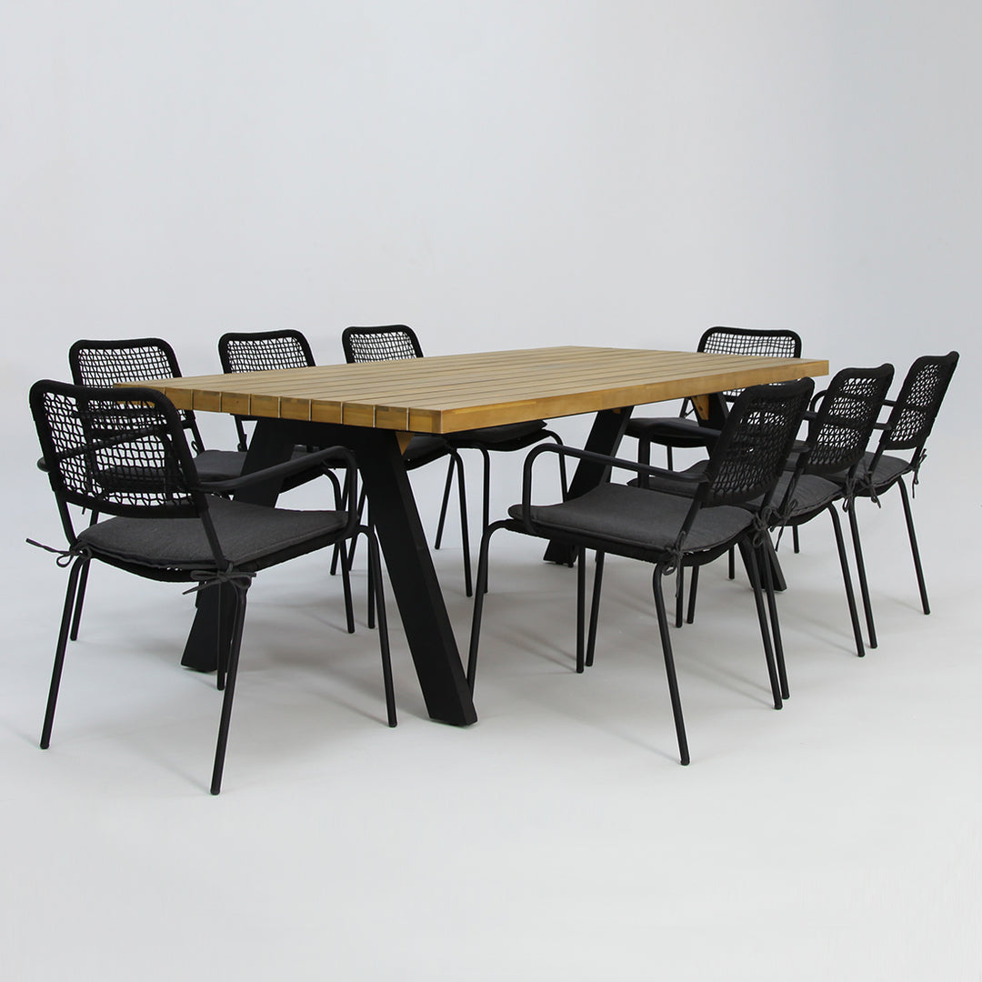 Bosco Bahamas 9pc Dining Setting - Black