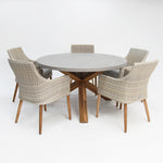 Load image into Gallery viewer, CHARLOTTE ROUND FARO MIXED WHITE DINING SET 6PC