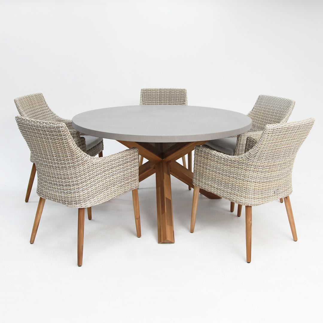 CHARLOTTE ROUND FARO MIXED WHITE DINING SET 6PC