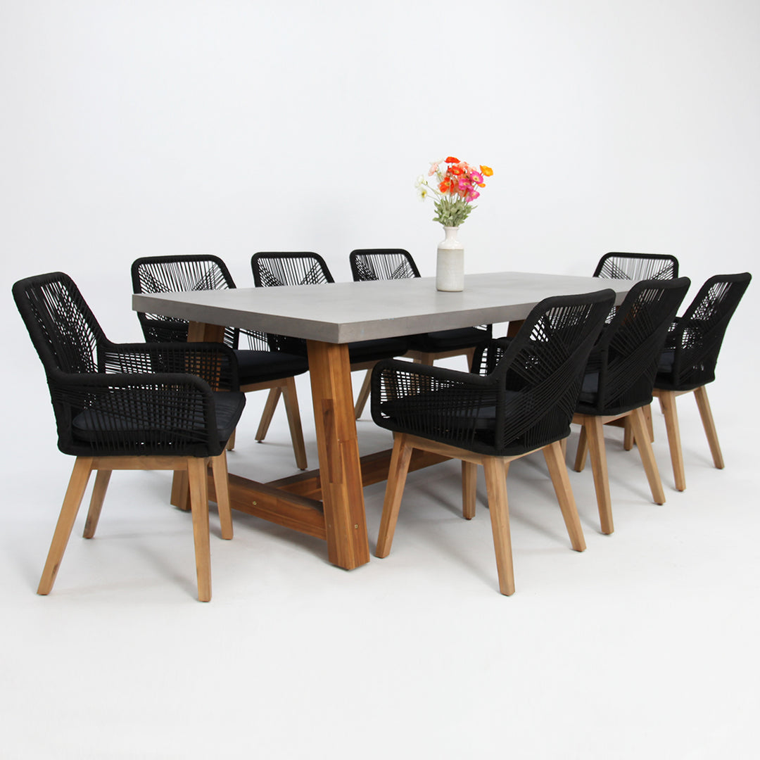 Charlotte Albenga 9pc Dining Setting - Black