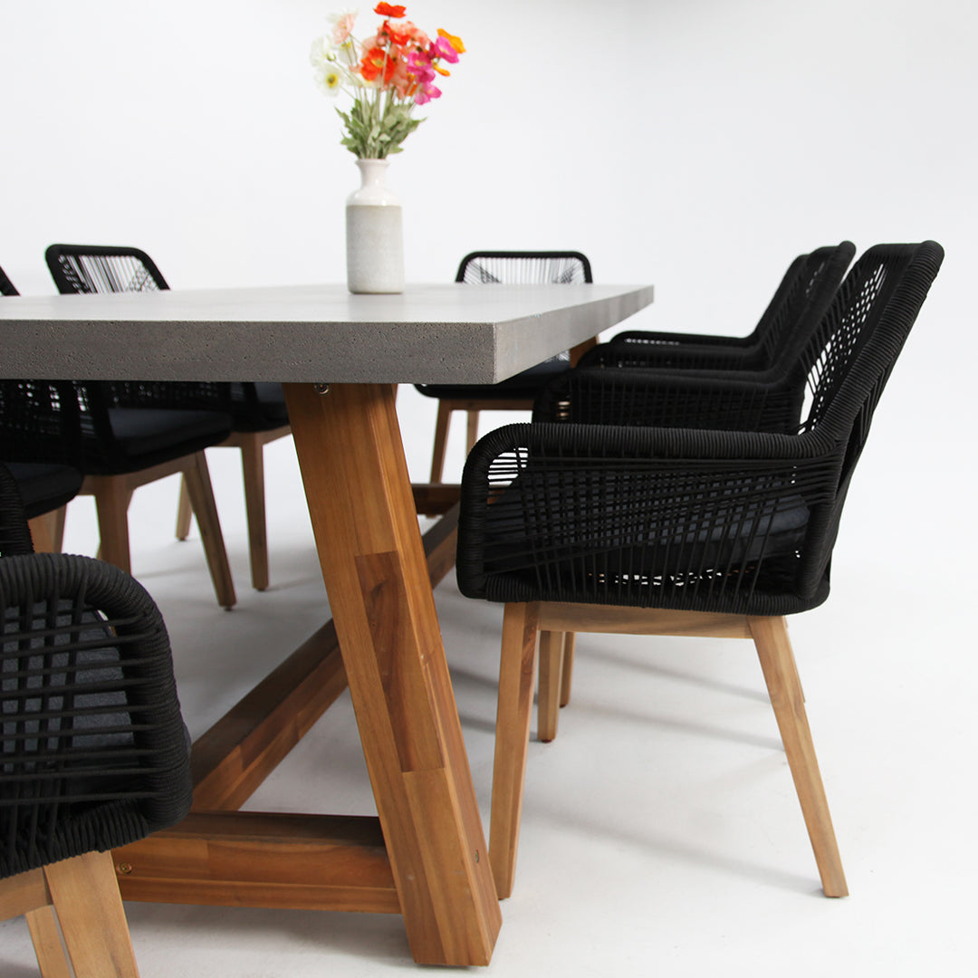 Charlotte Albenga 9pc Dining Setting - Black