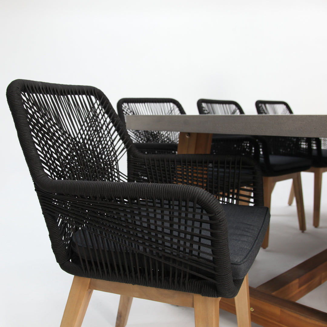 Charlotte Albenga 9pc Dining Setting - Black