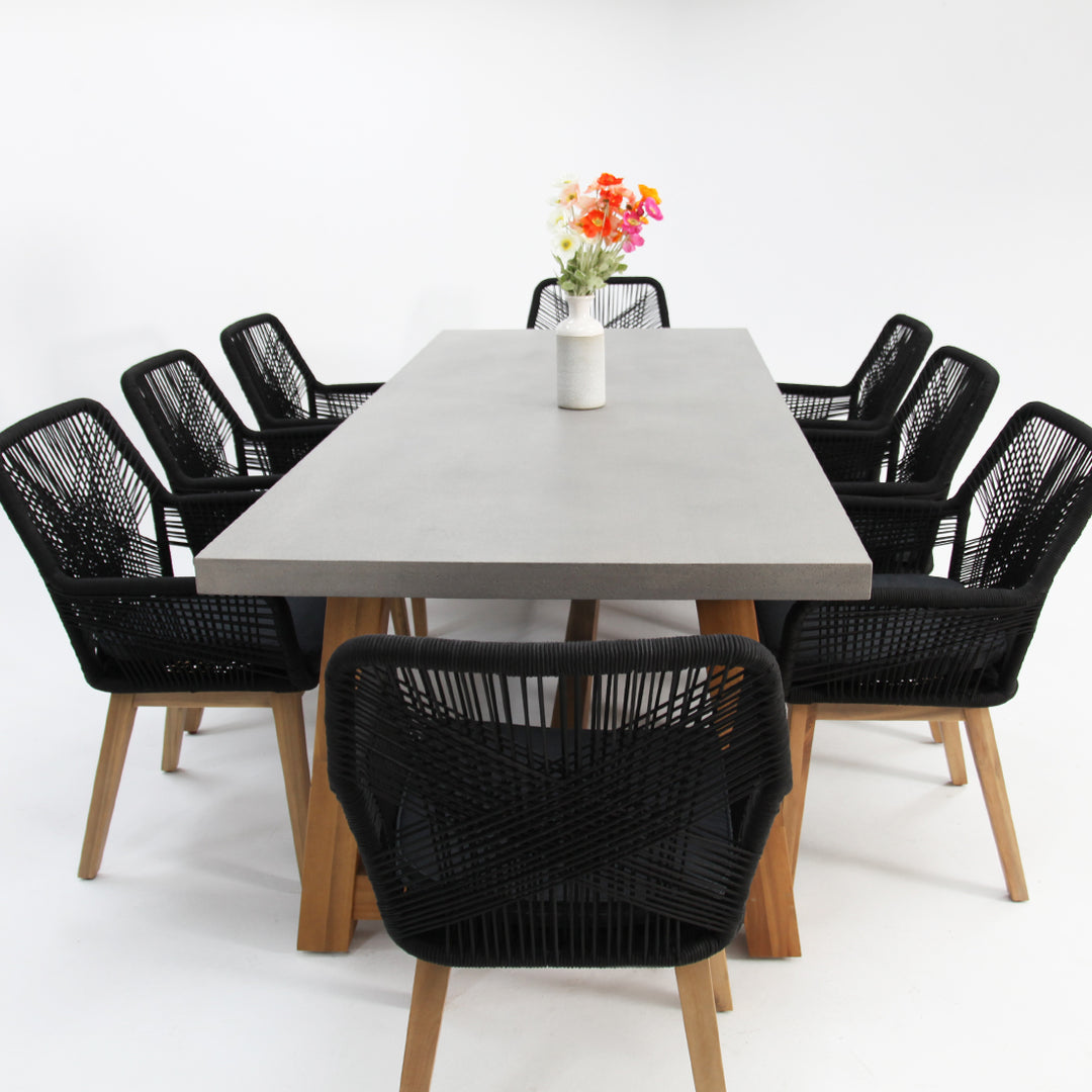 Charlotte Albenga 9pc Dining Setting - Black