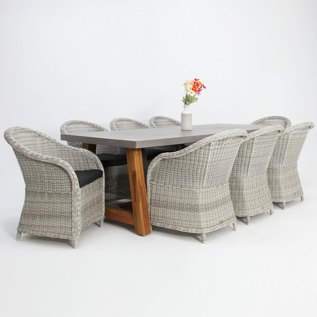 Charlotte Portland 9pc Dining Setting - Grey