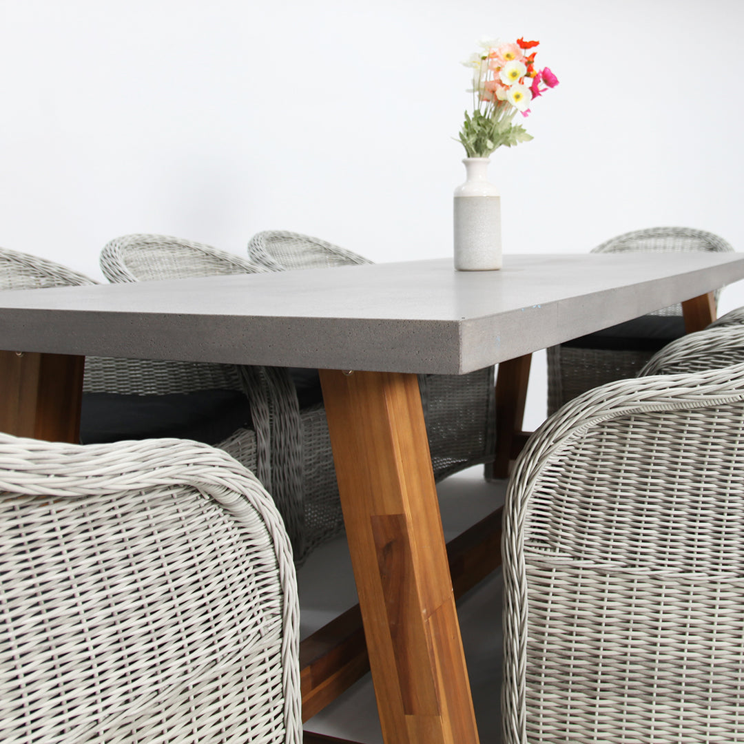 Charlotte Portland 9pc Dining Setting - Grey