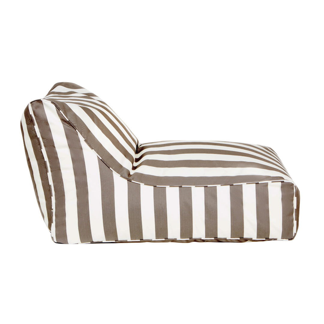 Chill Out Taupe + White Stripe Outdoor Beanbag