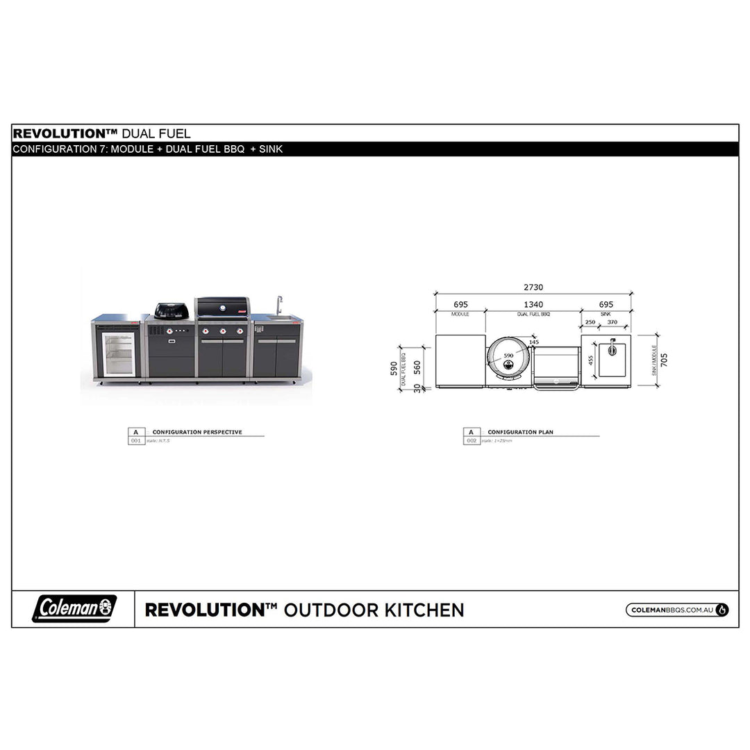 Coleman Revolution Dual Fuel with Sink and Fridge Modules - Charcoal Glimmer