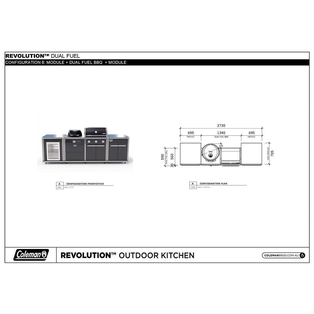 Coleman Revolution Dual Fuel with Fridge Module - Charcoal Glimmer