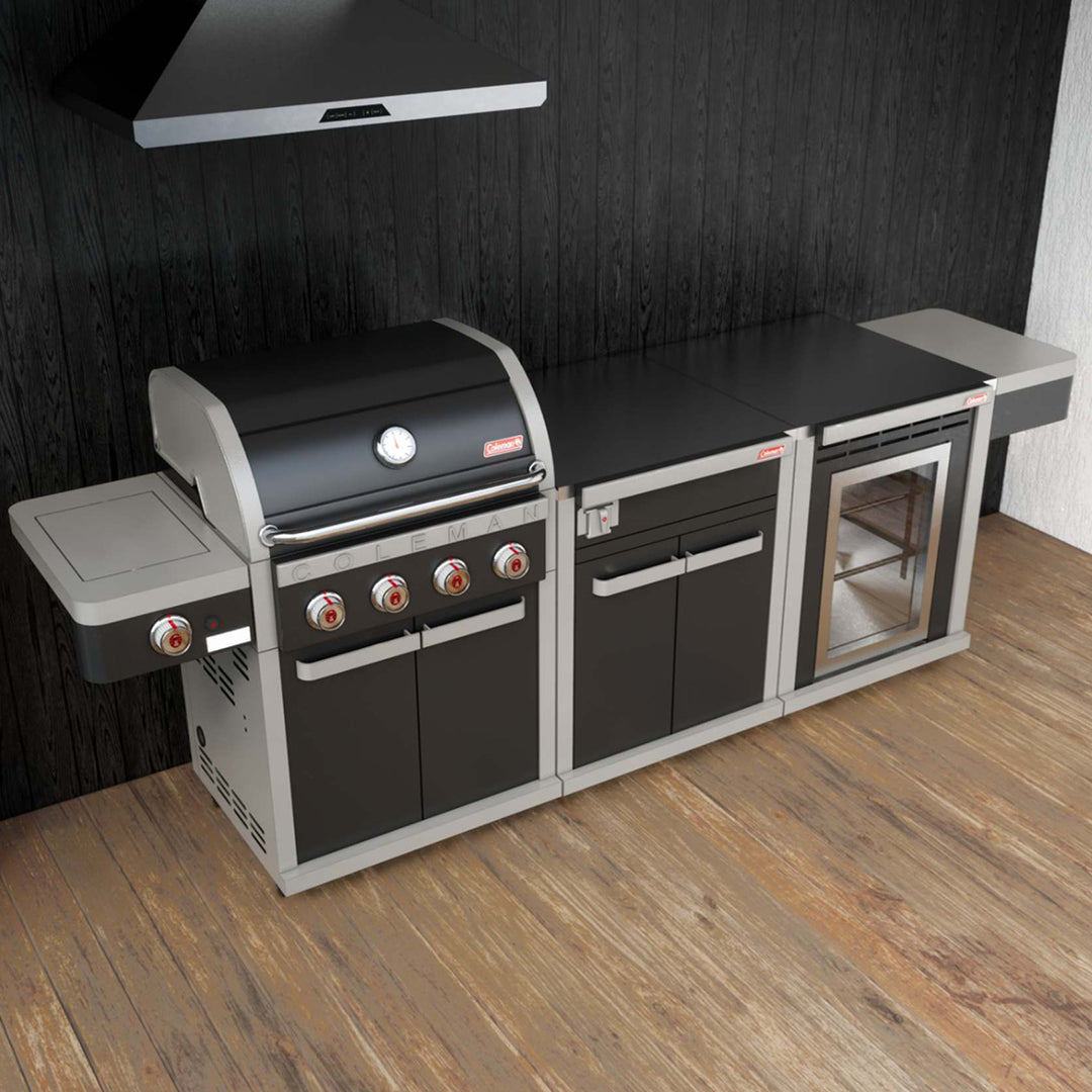 Coleman Revolution Dual Fuel with Bench and Fridge Module - Charcoal Glimmer