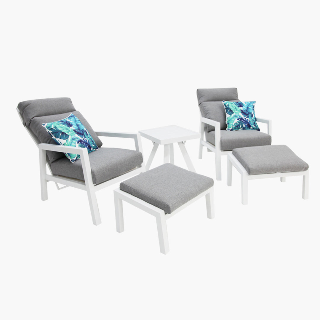 Dakota 5pc Recline Lounge Setting - White