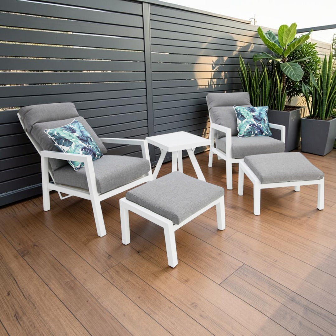 Dakota 5pc Recline Lounge Setting - White