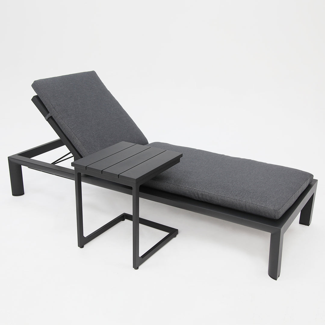 Dallas 2pc Sunlounge and Table Setting - Black