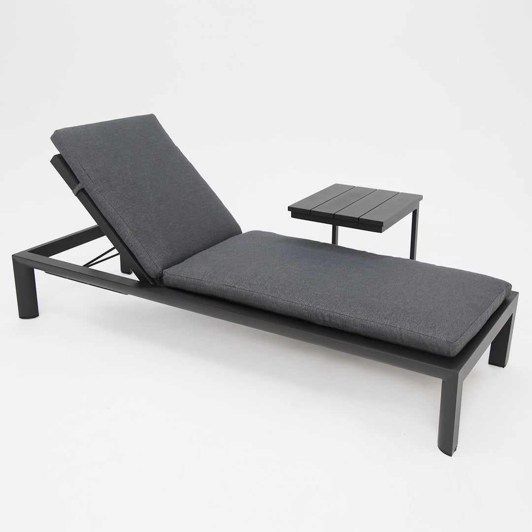 Dallas 2pc Sunlounge and Table Setting - Black