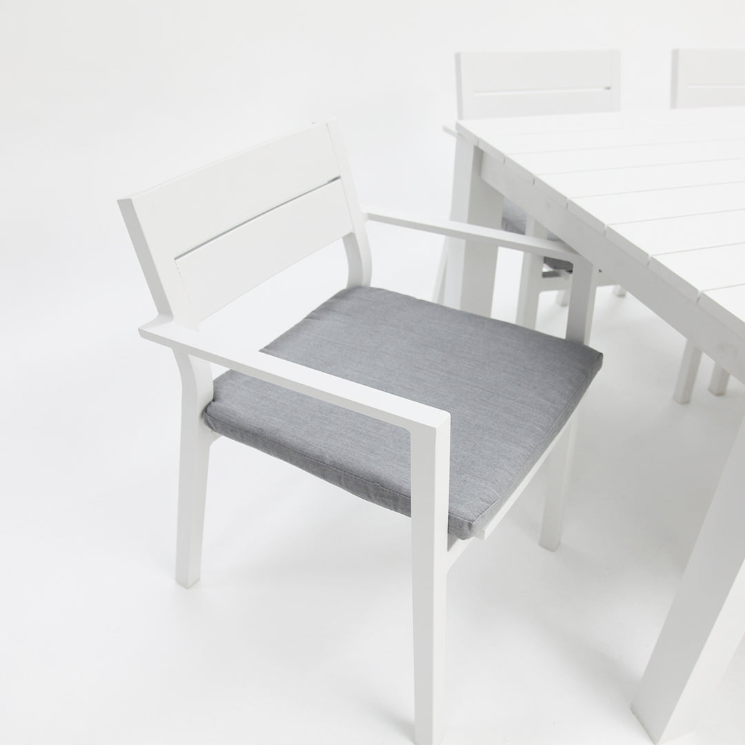 Dallas 9pc Aluminium Dining Setting - White