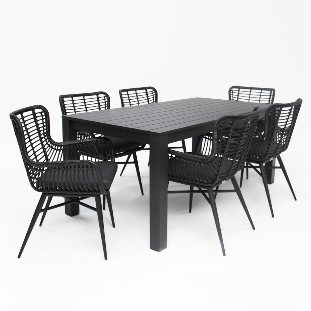 Dallas Astrid 7pc Dining Setting - Black
