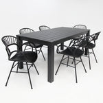 Load image into Gallery viewer, Dallas Fantail 7pc Dining Setting - Black
