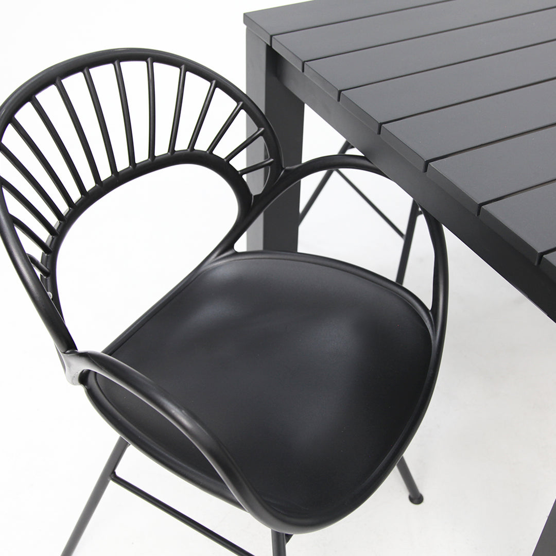 Dallas Fantail 7pc Dining Setting - Black