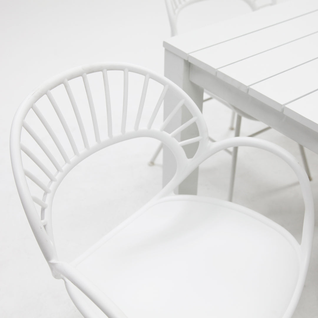 Dallas Fantail 9pc Dining Setting - White