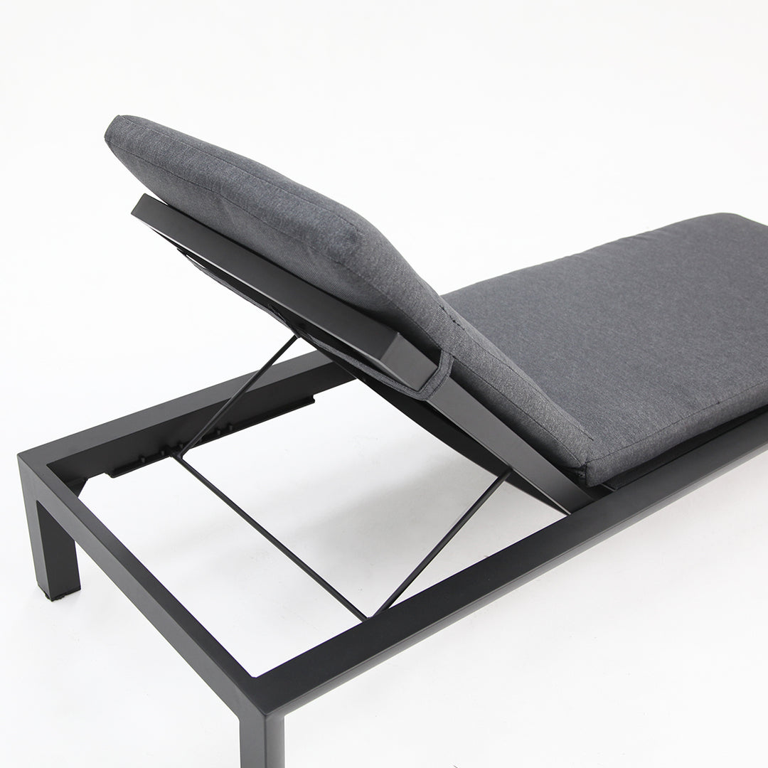 Dallas 2pc Sunlounge and Table Setting - Black