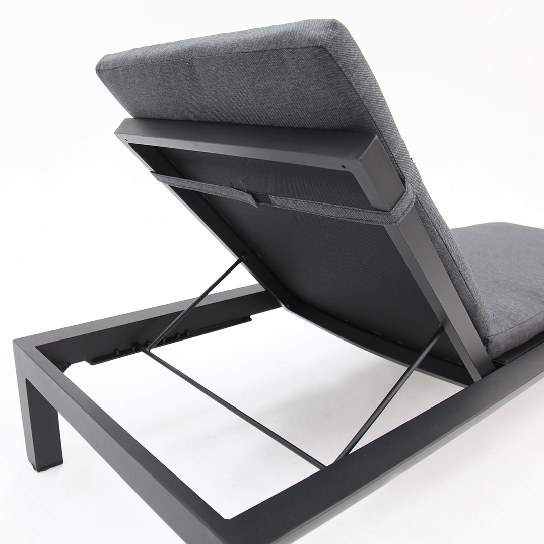 Dallas 2pc Sunlounge and Table Setting - Black