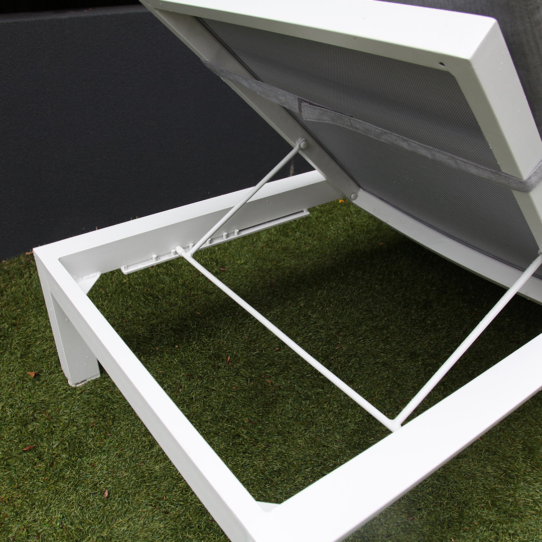 Dallas 2pc Sunlounge and Table Setting - White