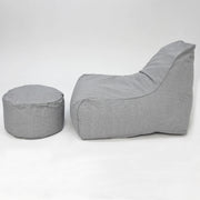 Deluxe Lounger and Round Pouf Light Grey