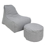 Load image into Gallery viewer, Deluxe Lounger and Round Pouf Light Grey