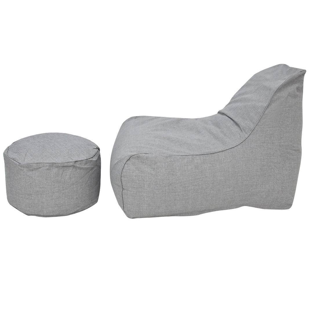 Deluxe Lounger and Round Pouf Light Grey