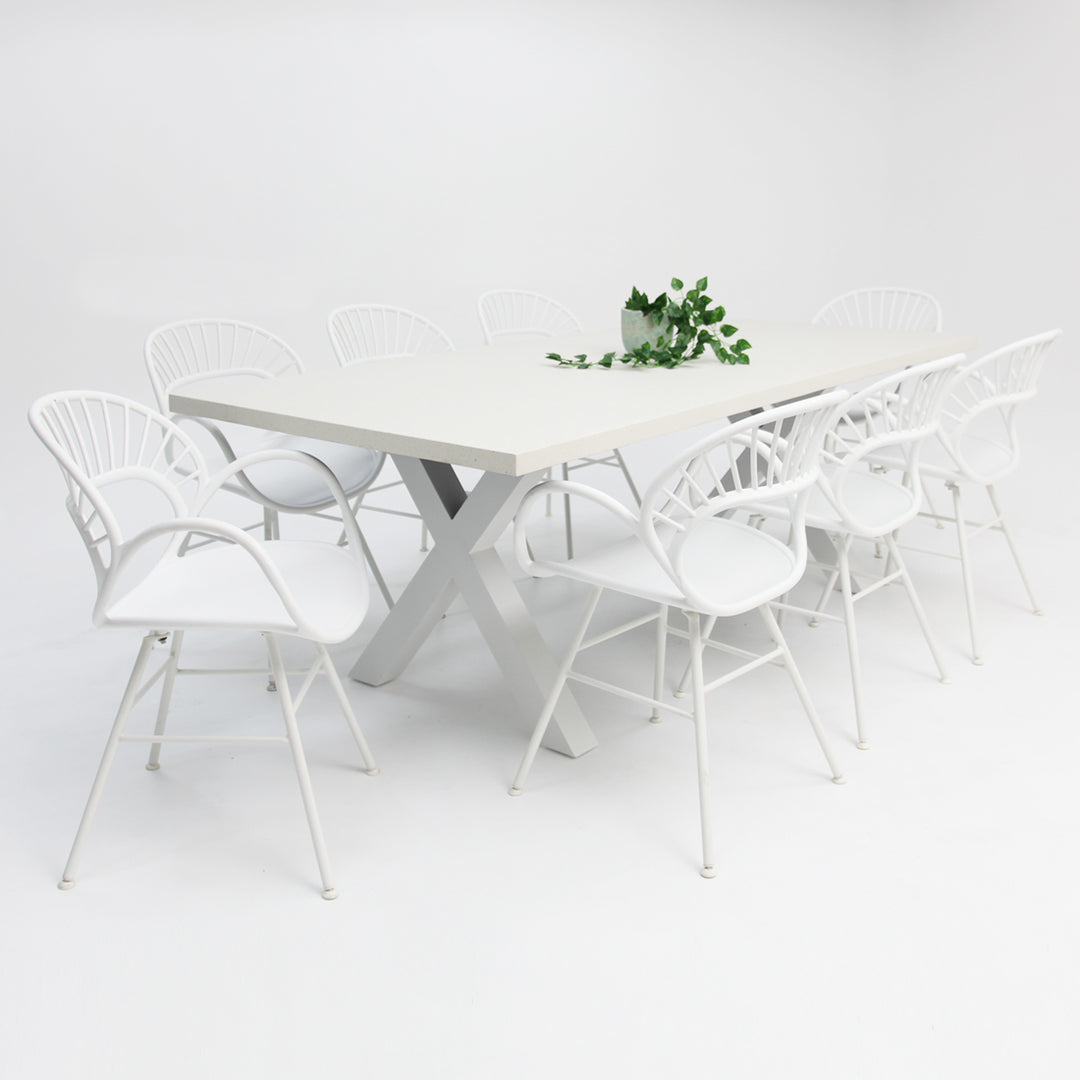 Drift Fantail 9pc Terrazzo Dining Setting