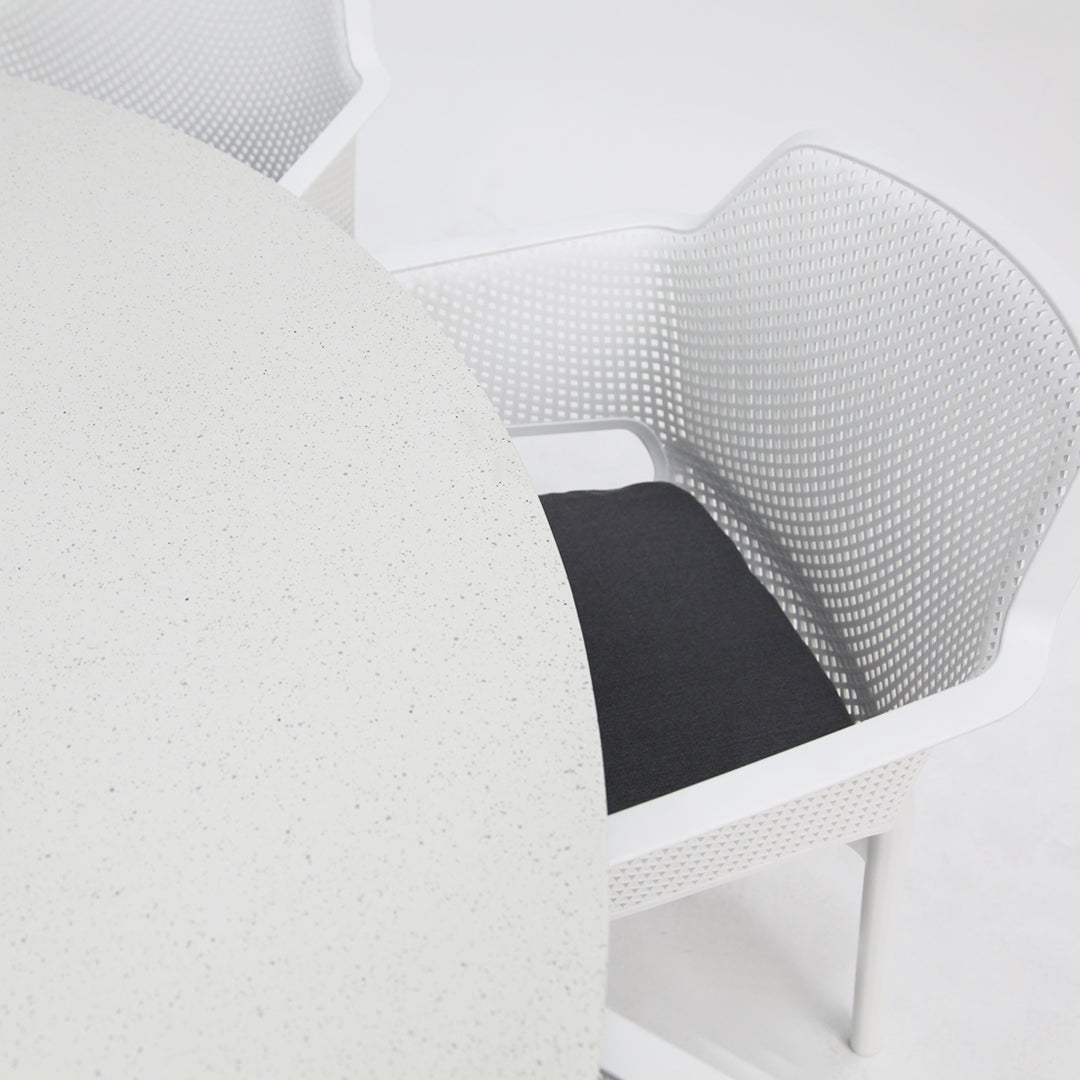 Drift Bailey Armchair Round 7pc Terrazzo Dining Setting