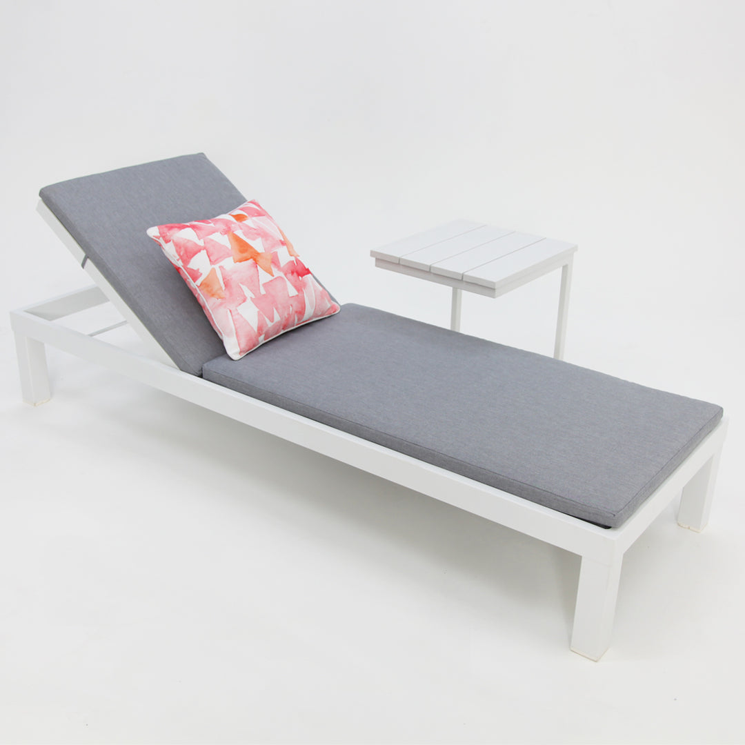 Elba 2pc Sunlounge and Table Setting - White