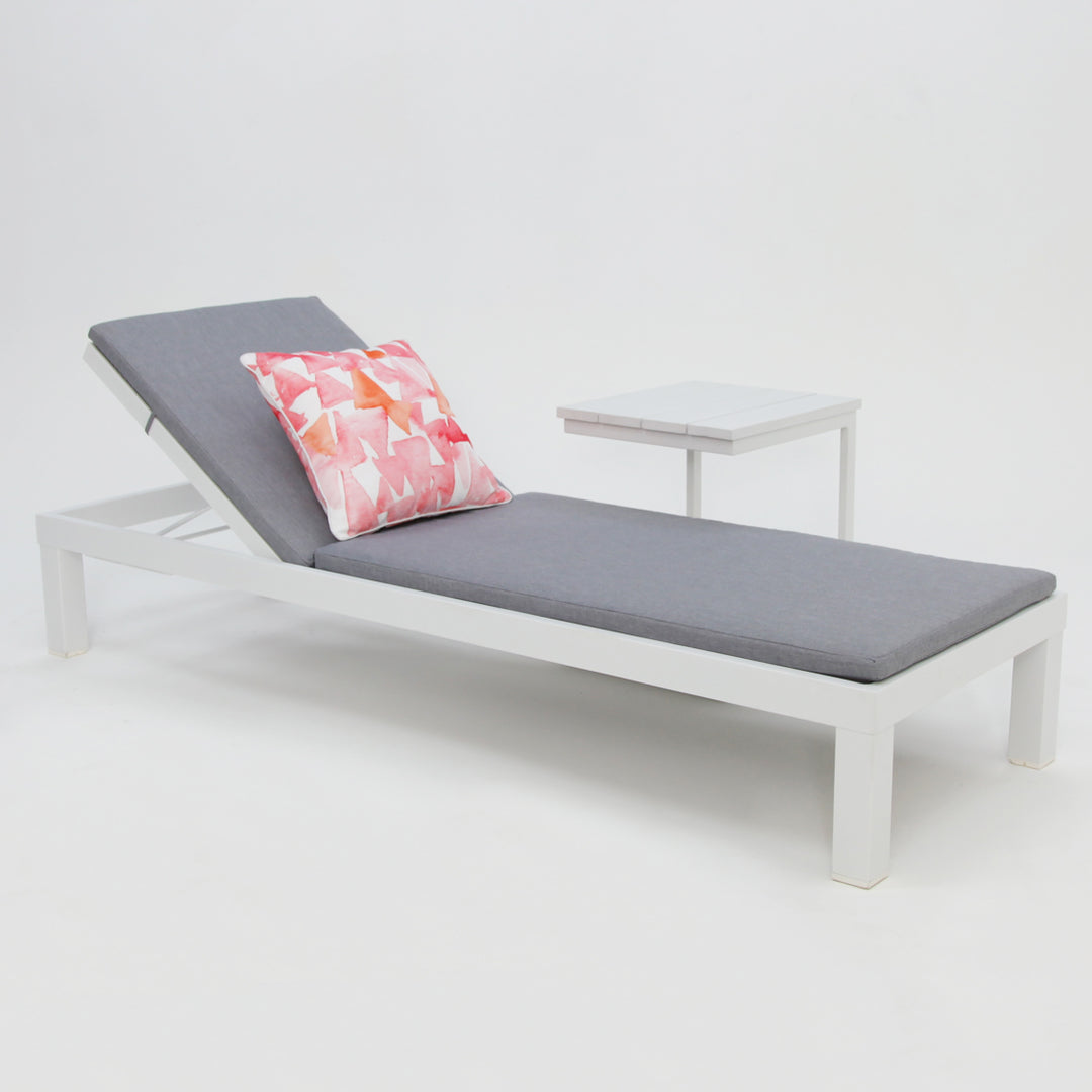 Elba 2pc Sunlounge and Table Setting - White