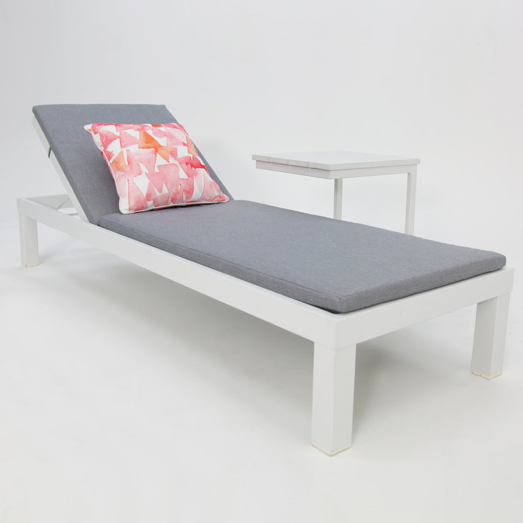 Elba 2pc Sunlounge and Table Setting - White