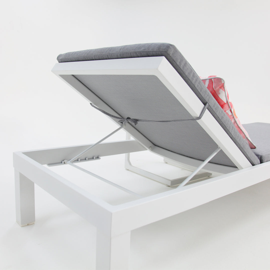 Elba 2pc Sunlounge and Table Setting - White