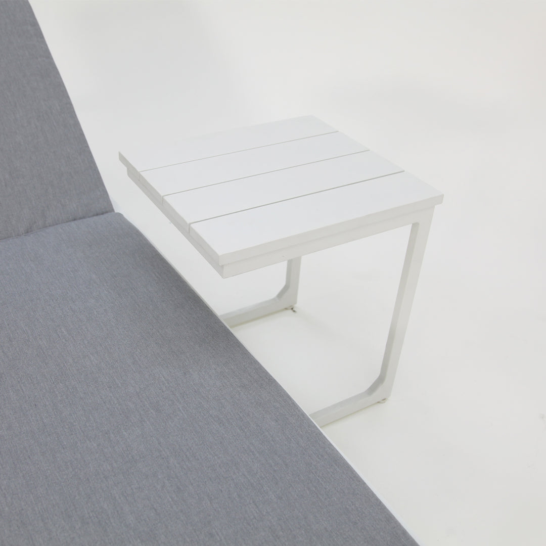 Elba 2pc Sunlounge and Table Setting - White