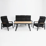 Load image into Gallery viewer, Esperance 4pc Lounge Setting with Sunbrella Fabric and Teak - Black

