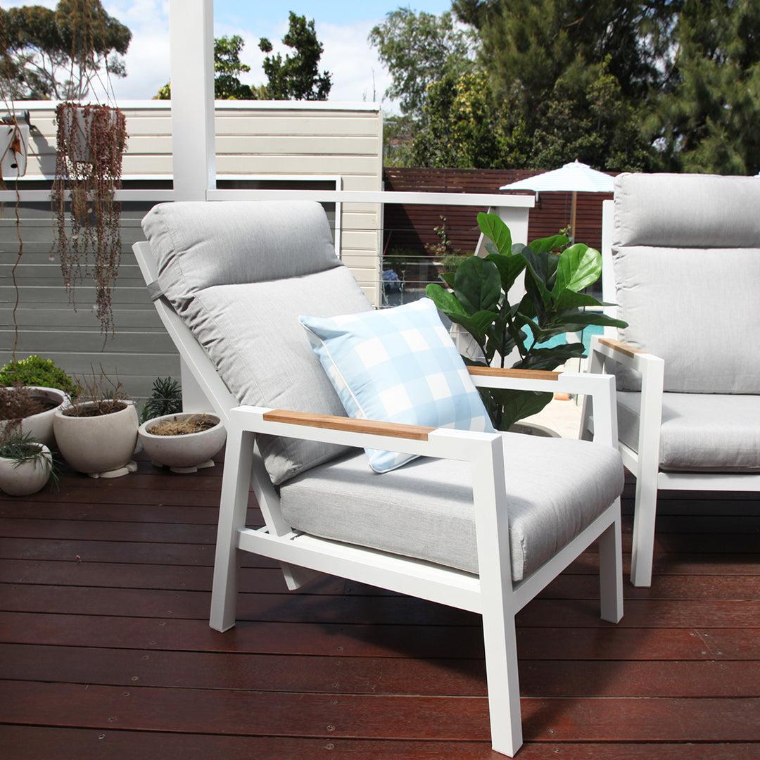 Esperance 4pc Lounge Setting with Sunbrella Fabric and Teak - White