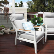 Esperance 4pc Lounge Setting with Sunbrella Fabric and Teak - White