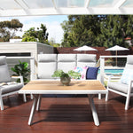 Load image into Gallery viewer, Esperance 4pc Lounge Setting with Sunbrella Fabric and Teak - White
