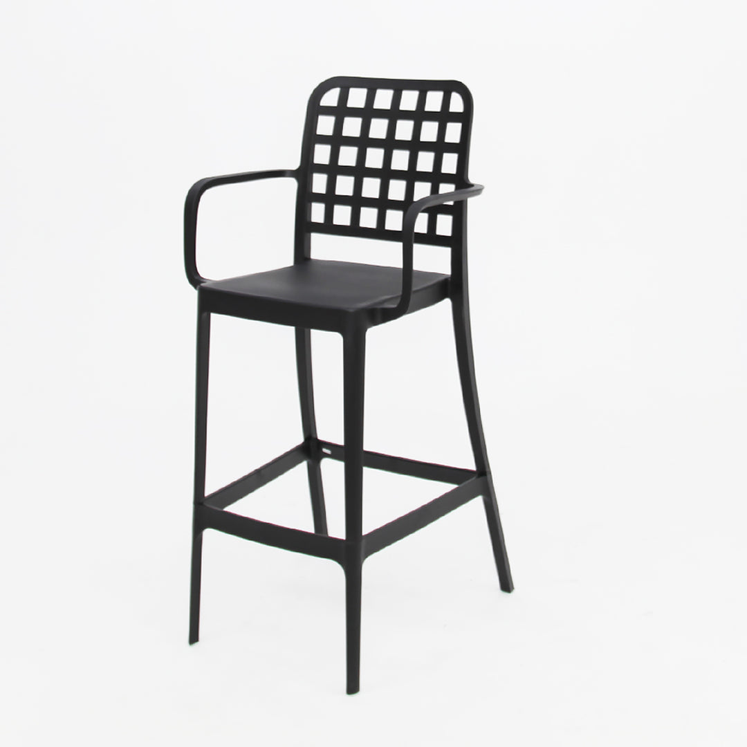 Frankie Resin Barstool with Arms - Black