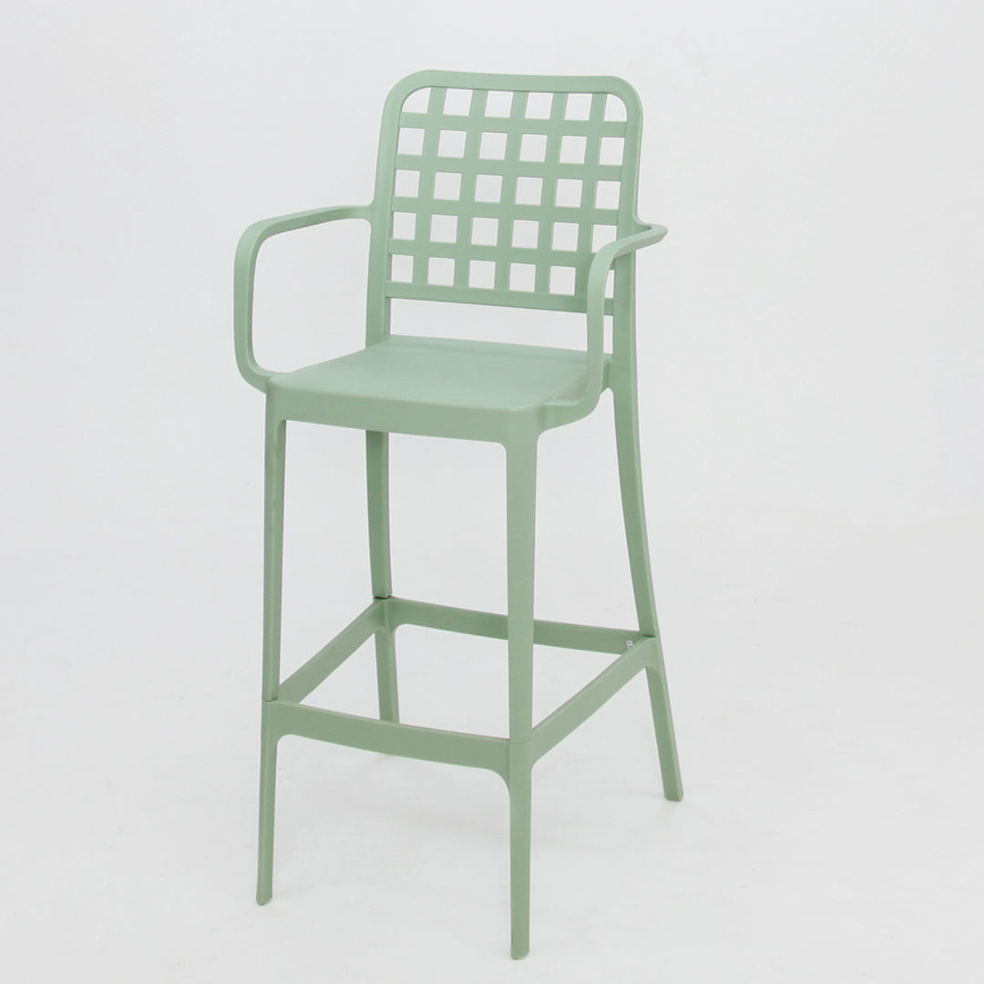 Frankie Resin Barstool with Arms - Green