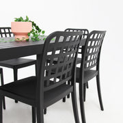 Frankie Azura 9pc Dining Set ARMLESS - Black