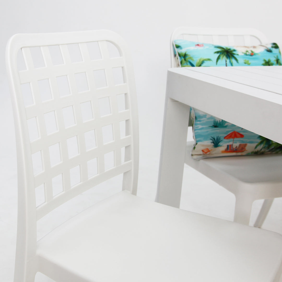 Frankie Azura 9pc Dining Set ARMLESS - White